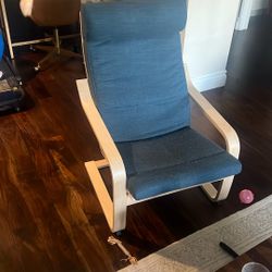IKEA POÄNG Armchair (Birch + Dark Blue) – Lightly Used