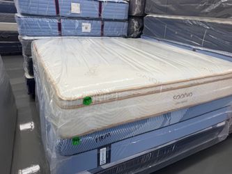 KING SIZE SAATVA LATEX HYBRID MATTRESS & BOX SPRINGS BED SET