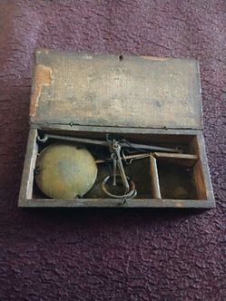 19th Century Traveling Jeweler's Scales With Three Weights