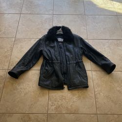 Used, Leather Women’s Jacket, Size M, Black