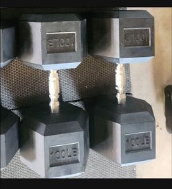 dumbbells rubber coated 100lb pair