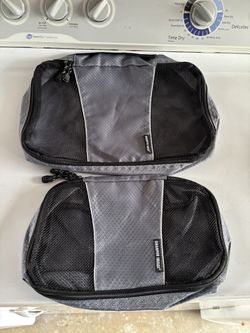 Set of 2 Packing Cubes, Nylon & Mesh, Black & Gray, Sharper Image