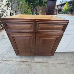 Dark Brown Wood Base Kitchen Cabinet