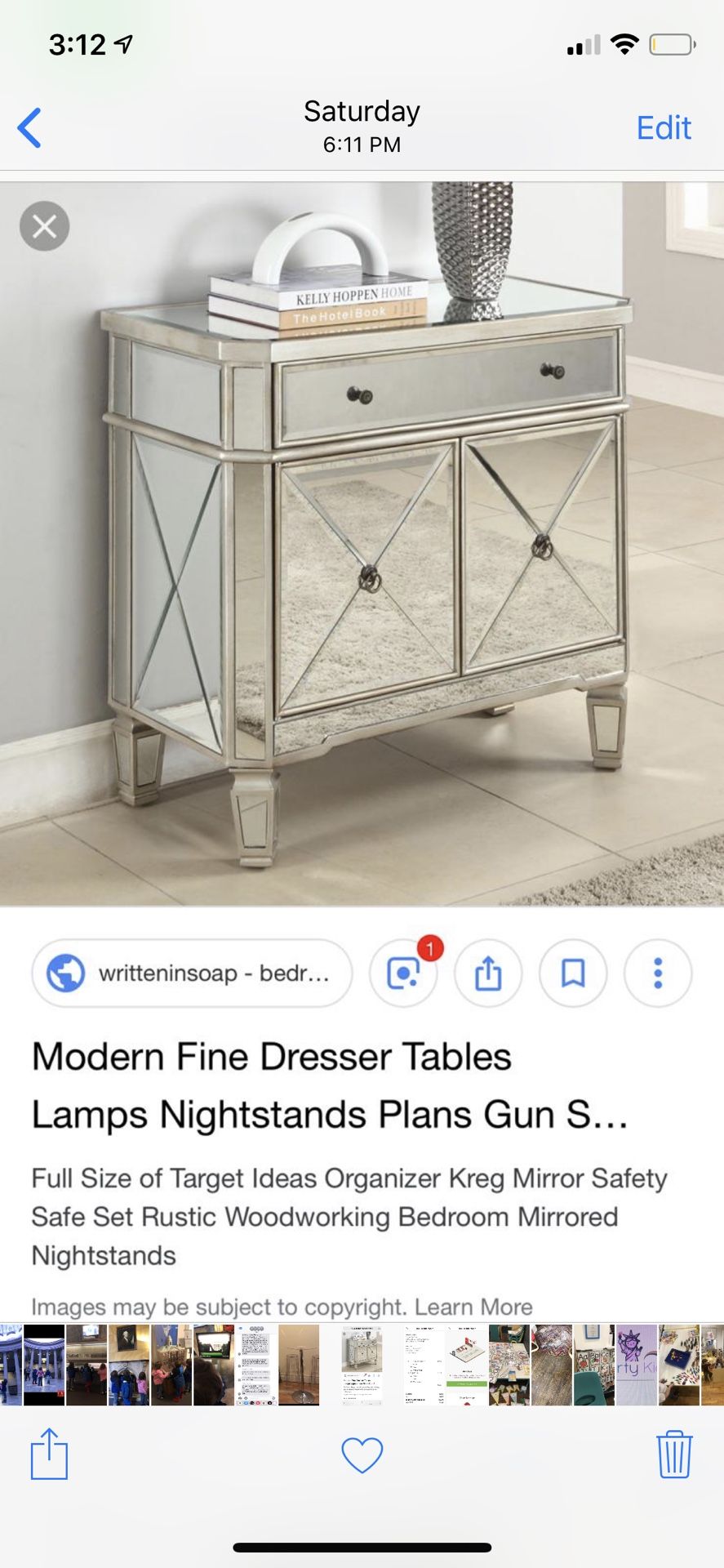 Mirrored side table nightstand