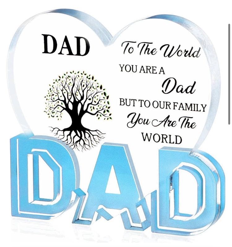 Gift for dad,Acrylic Heart Sign Plaque Presents 3.9 x 3.7 inch (NEW)