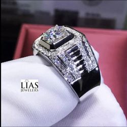 New 18k White Gold Men Wedding Ring 