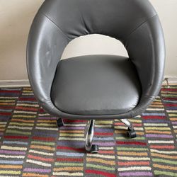 Gray Leather Desk Computer Task Chair with Wheels 