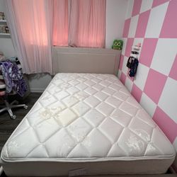 Full size upholstered bed frame and bed