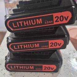 Black And Decker.  3 Batteries 20 V