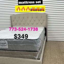Queen size bed frame headboard with mattress set included