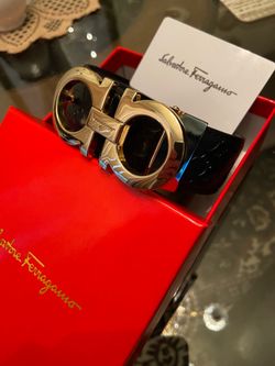 Salvatore Ferragamo men’s leather belt size 34-36 with box and dust bag