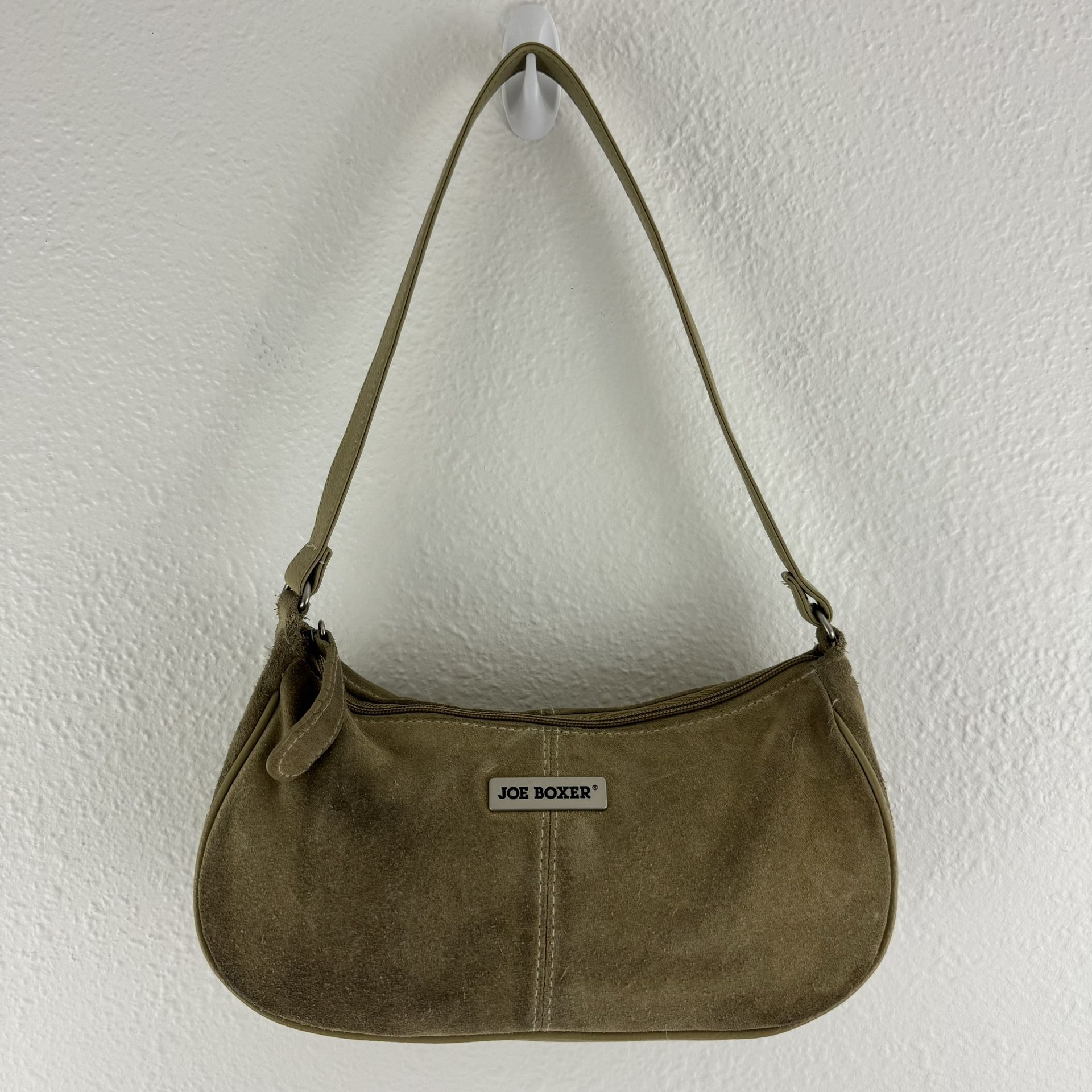 JOE BOXER Vintage 90s Y2K Tan Suede Leather Baguette Small Shoulder Bag Purse