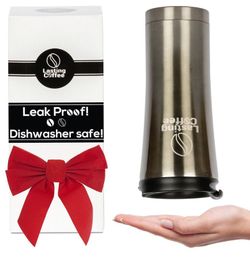 2 of Lasting Coffee Leak Proof Dishwasher Safe Double Wall Vacuum Insulated Stainless Steel Travel Mug, 16 oz (Metallic Black)