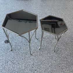 Two Mirror Side Tables