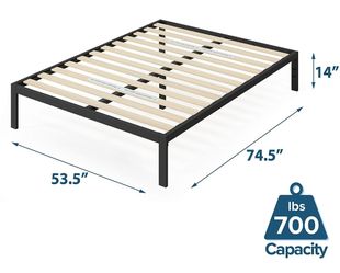 Metal Platform Bed Frame / Wood Slat Support / No Box Spring Needed / Easy Assembly