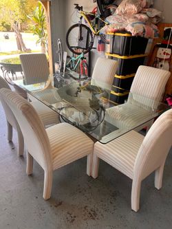 Rare Drexel Heritage Corbel Dining Set – Glass Top Table + 6 Chairs + Matching Accent Table