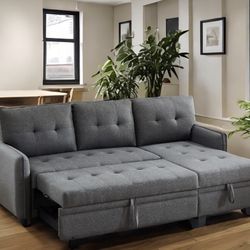 New! Gray Sectional sofa bed, sectional, sofa, sectionals, sofa bed, sectional apfa bed in grey. Dimensions 84.5”L x 54”chaise, brand new factory dire