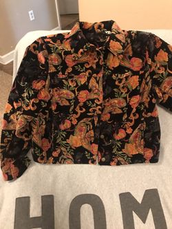 Caribbean joe black floral large blazer jacket suit coat