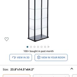 1 Glass Curio Cabinet Black and Clear, 5 shelf (2 available)
