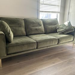 Attractive Velvet Couch w/Matte Gold Feet