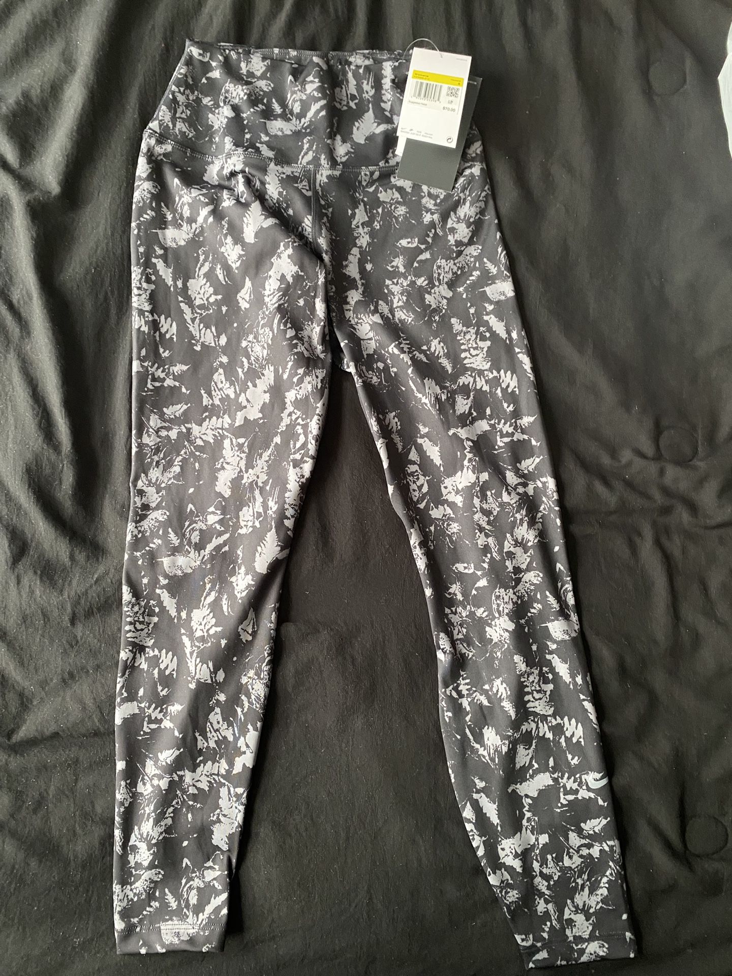 NIKE ONE ' WOMENS ' HIGH-WAISTED 7/8 PRINTED LEGGINGS ' BLACK/ BLACK ' SMALL/CHICO
