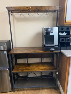 Rustic Farmhouse Coffee Bar / Kitchen Table with 2 Stools