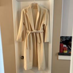 Beige Wool Wrap-Around Coat - Fits Most