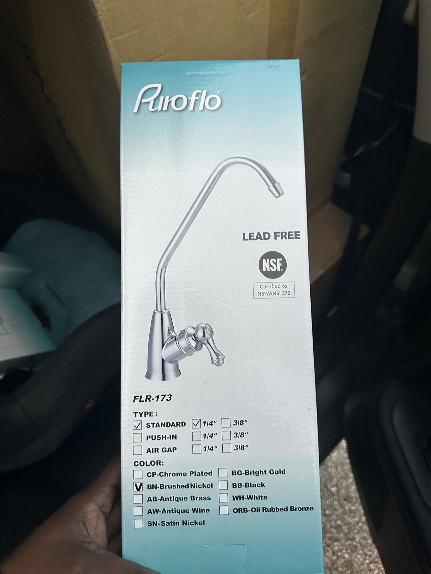 Puroflo Standard 1/4” Brushed Nickel Faucet