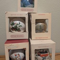 5 Vintage 80s Hallmark Ornaments Grandparents, Grandmother In The Original Package 