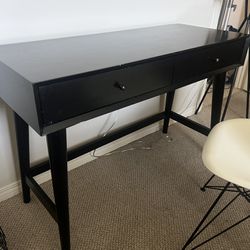 Living Spaces Black Wood Desk w/ White Chair