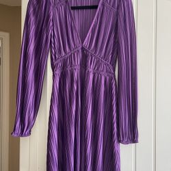 Zara Pleated Style Purple Dress - Size XS