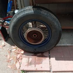 Nice Harley Wheel Powder-coated Beautiful Blue Starhub Model A Tire Excelsior With Sprocket