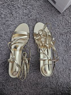 Strap Up Gold Heels