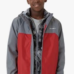 Eddie Bauer XS 5/6 Youth Lone Peak 3 in 1 Jacket fleece red grey windbreaker