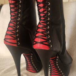 Beautiful Black + Red Corset Style Heels