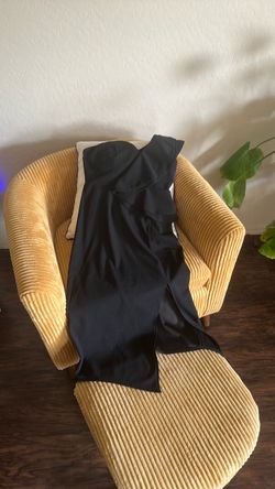 Black Satin Strapless Maxi Dress