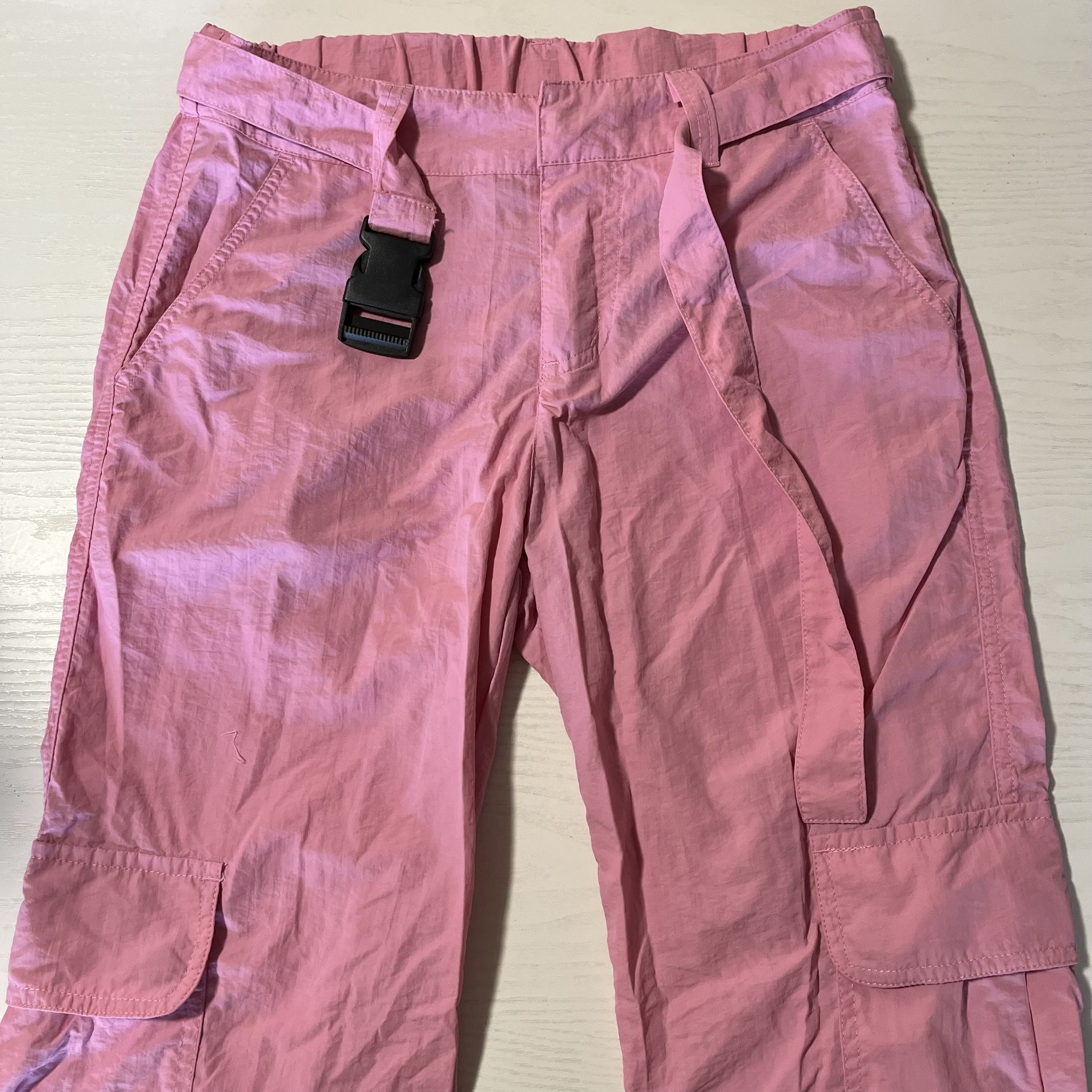 Womens Ninth Hall Light Pink Casual Jogger Pants With Adjustable Waist Size Small