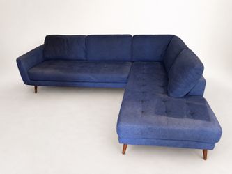 Living Spaces Ginger Sectional Sofa - Denim Blue - Priced Low