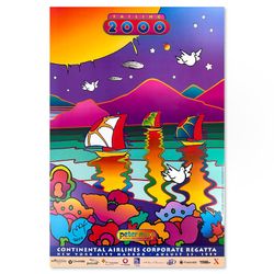 Peter Max, "Sailing" Hand Signed Poster with Letter of Authenticity.