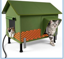 Insulated Outdoor Cat House - InfLuvRealm 100% Waterproof Heated Cat Houses for Outdoor Cats with Escape Door & Heating Pad, Insulated for Feral Cats
