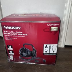 Husky 5/16” x 50’ cable drum auger machine like new