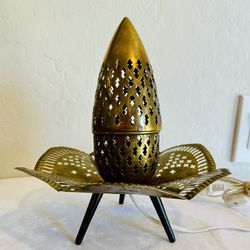 vintage eclectic perforated brass table lamp