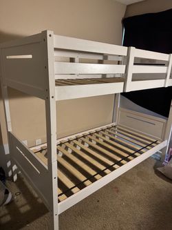 White Wood Twin Bunk Bed Frame