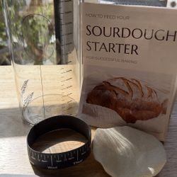 Branda New Sourdough Starter Jar Kit – Glass Wide Mouth with Measurement Marks