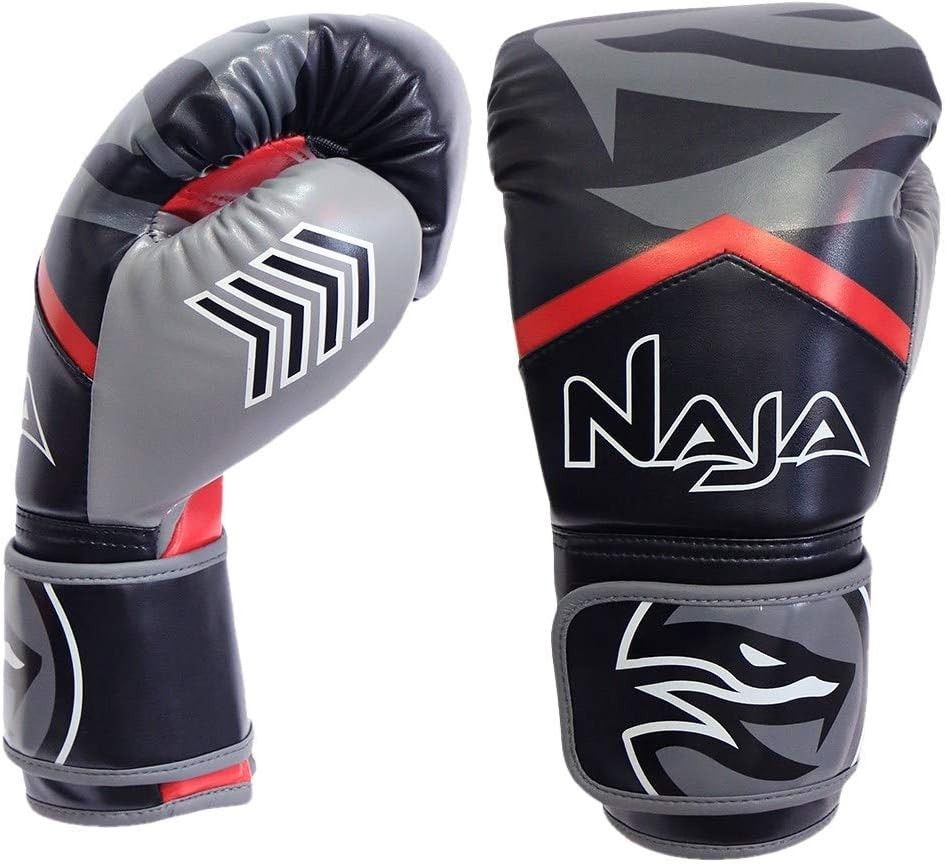 Naja Extreme Pro Grade Boxing Gloves, Kickboxing Bagwork Gel Sparring Training, Muay Thai Style Punching, Fight Gloves