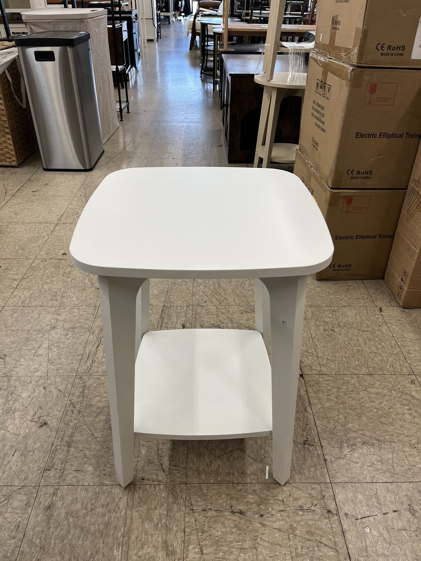 VASAGLE Side Small Square End Table with Lower Shelf Nightstand - White