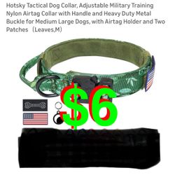 Hotsky Tactical Dog Collar, Adjustable Military Training Nylon Airtag Collar with Handle and Heavy Duty Metal Buckle for Medium Large Dogs, with Airta