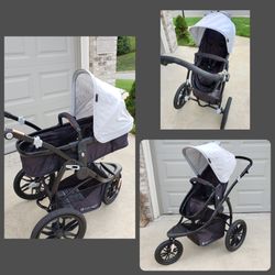 Baby Trend Convertible Stroller- Bassist, Foward & Reverse facing + jogger. Gently used by 1 baby