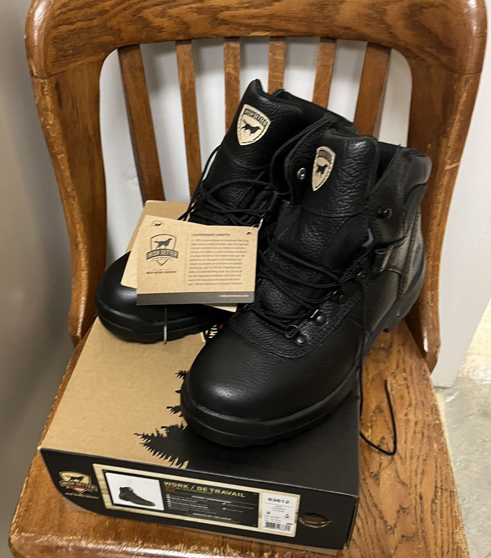 Mens Shoes Size 9M - “Brand New” Steel Toe Black Work Boots, Electrical Hazard & Oil Slip Resistant. Irish Settlers by Red Wing Shoes.