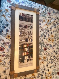 Nautical Buoy Wall Art in Rustic Wood Frame